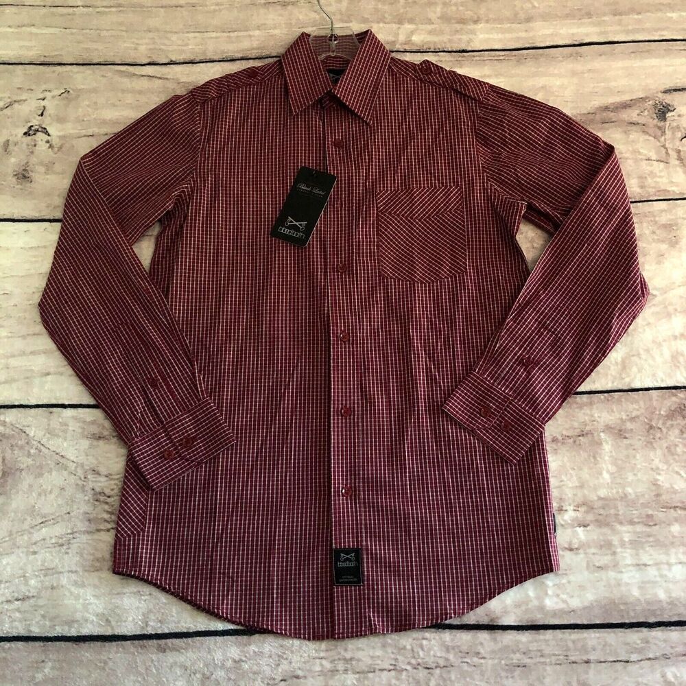 Vtg Bloodbath Button Up Shirt Mens S Red Plaid Long Sleeve Skater NWT